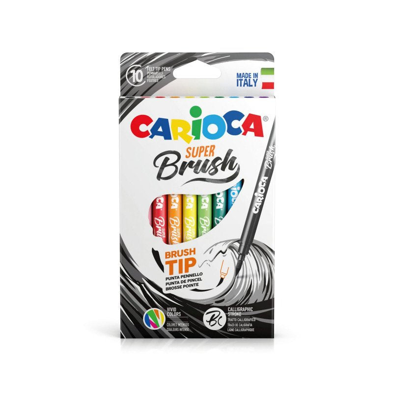 Carioca Rotulador Super Brush Punta Pincel Colores - Caja De 10