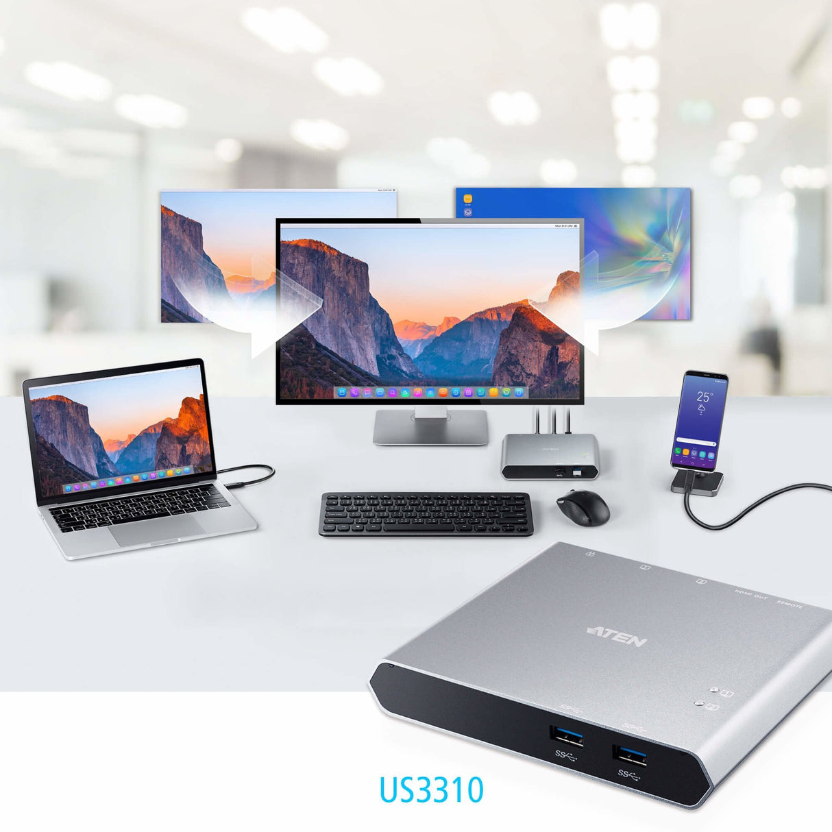 Dockingstation  Aten Us3310 Usb-C Gen 1 De 2 Puertos,