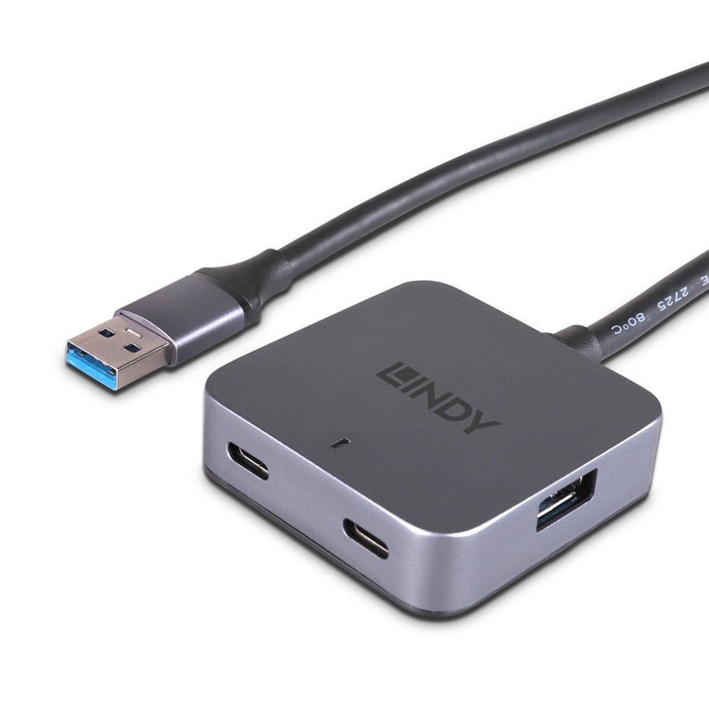 EAN 4002888433884 - Lindy 43388 hub de interfaz USB 3.2 Gen 1 (3.1 Gen 1) Type-A 5000 Mbit/s Negro, Gris imagen 2