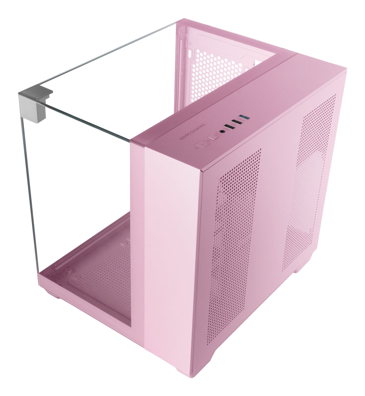 Caja Microatx Gaming Mars Gaming Mcvisionmp Triple Cristal Templado Gpu 330mm 1x3.5 1x2.5 Rosa
