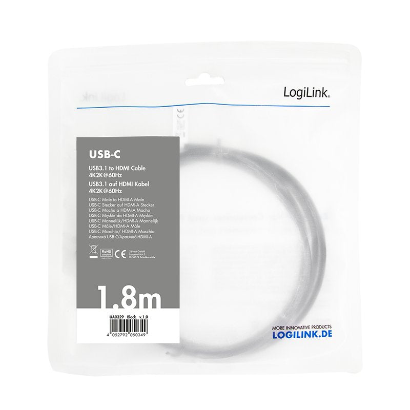 Logilink Usb-C - Hdmi 1.8m Negro