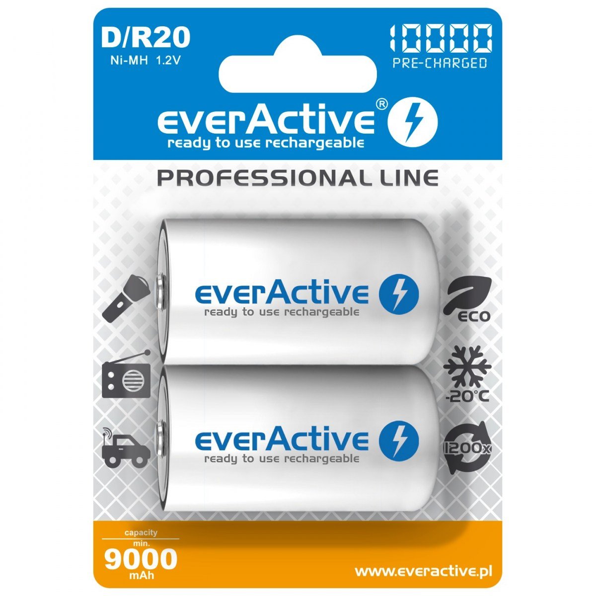EAN 5902020523406 - Everactive EVHRL20-10000 pila doméstica Batería recargable D Níquel-metal hidruro (NiMH) imagen 1
