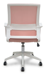 Piqueras Y Crespo Forol Silla Ergo535 Blanca Basculante Respaldo Malla Rosa Asiento Tela Rosa Ruedas Nailon