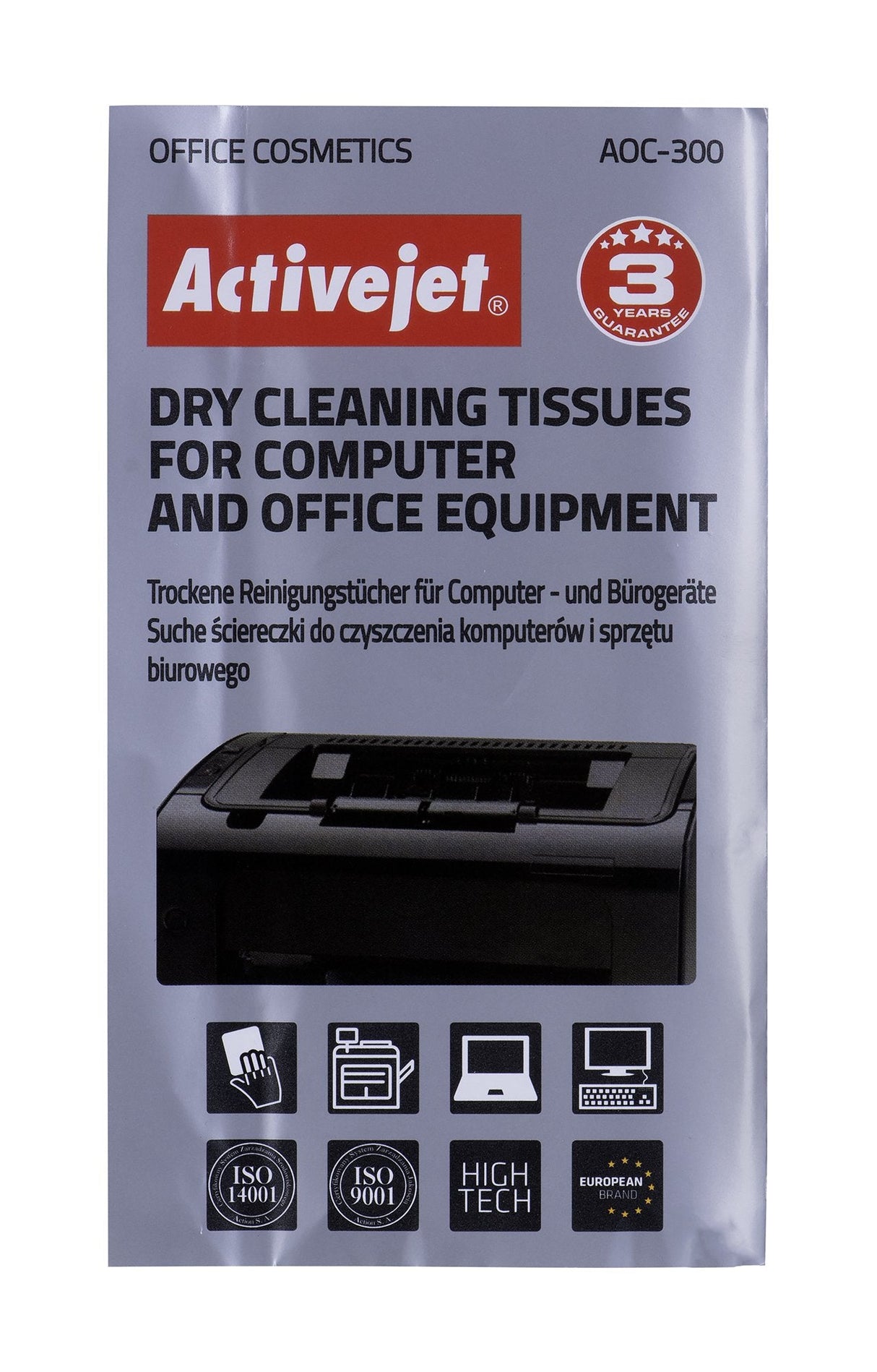 Activejet Toallitas Secas Para Computadoras Y Equipos De Oficina Aoc-300