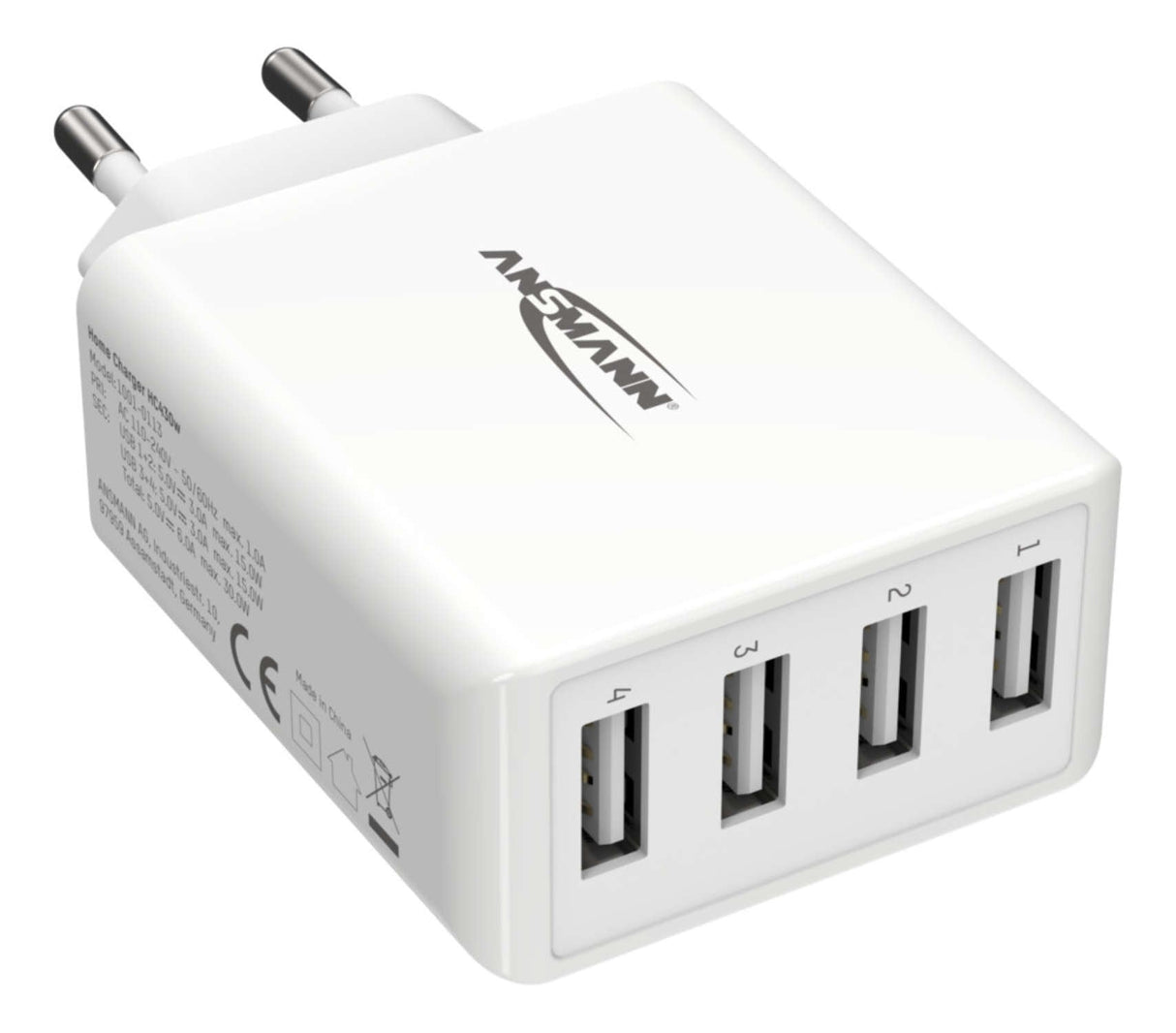Ansmann Cargador Pared Usb 5v Dc 3000ma 30w 4xusb Blanco