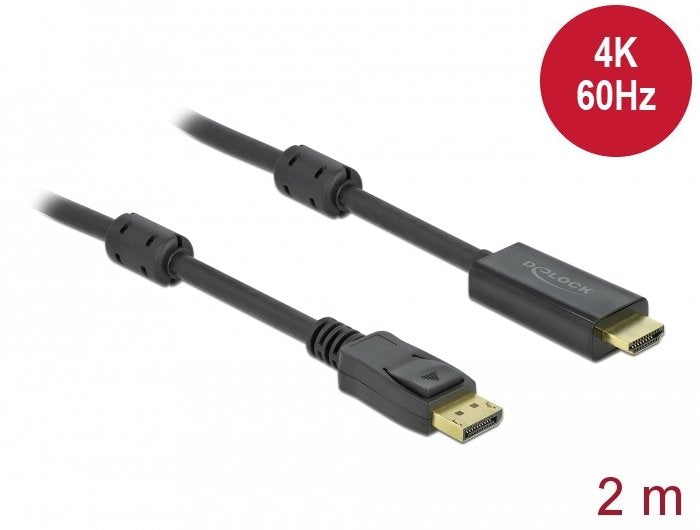Delock Cable Activo Displayport 1.2 A Hdmi 4k 60 Hz 2 M