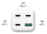Mediarange Cargador 100w 4-Port 1x Usb-A 3x Usb-C Gan, Blanco