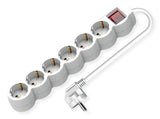 Value 6-Fach Steckdosenleiste Mit Schalter, Runde Dosen, Wei, 3 M