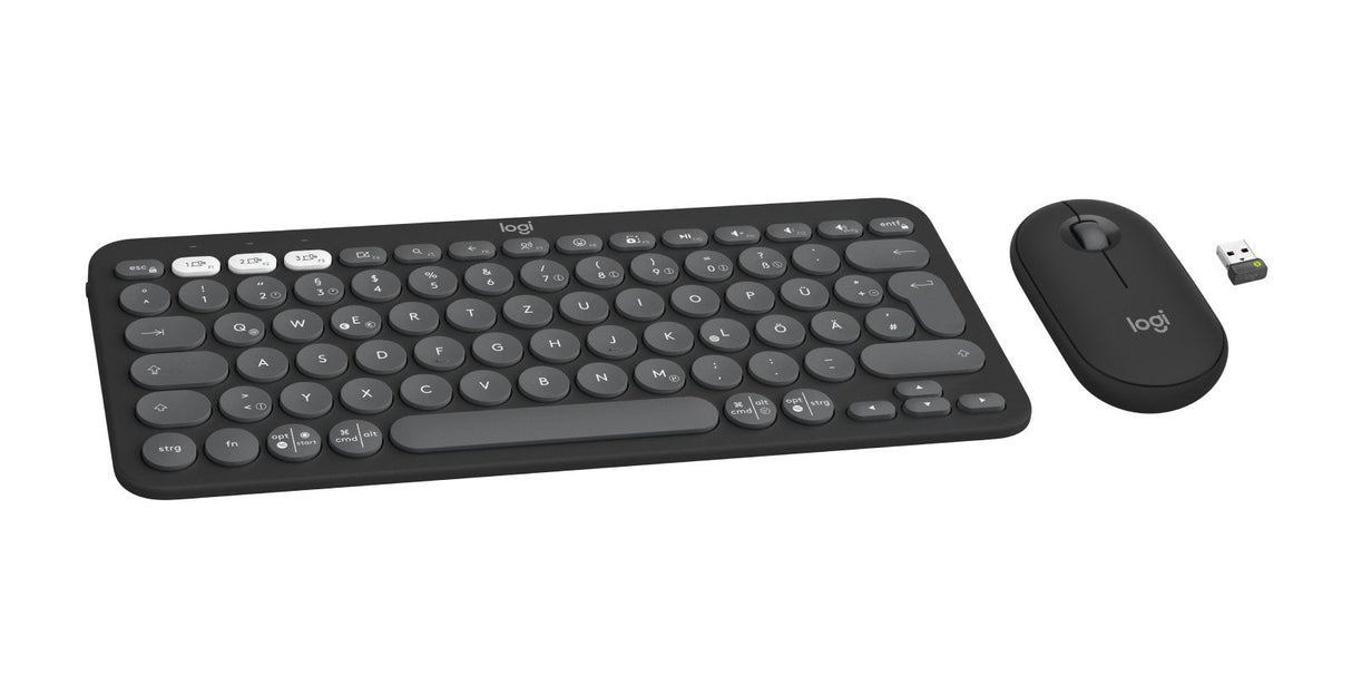 Teclado Alemán + Ratón Logitech Pebble 2 Combo Rf Wireless + Bluetooth Qwertz Grafito