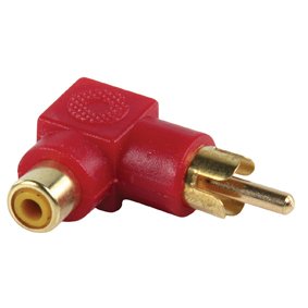 Stereo Audio Adapter Angled 90° Rca Male - Rca Female Rojo