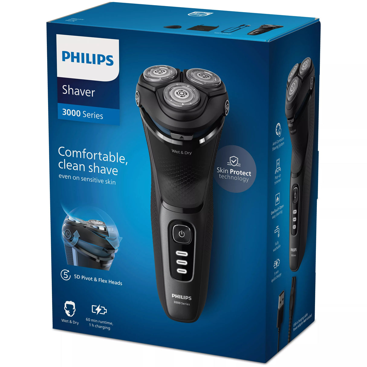 EAN 8720689018609 - Philips 3000 series S3244/12 afeitadora Máquina de afeitar de rotación Recortadora Negro imagen 3