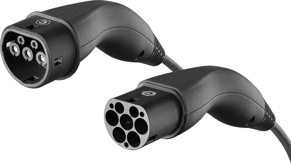 Cable Ve Carga, Tipo 2 Mennekes 32a Monofasico 7,4kw  5 Metros Liso Negro Lapp Mobility