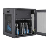 Manhattan Laptop Charging Cabinet Desktop Via Ac Adapter (Eu) 10-Bay, Install Device'S Ac Adapter (Power Cables) Into Unit, Suitable For All Laptops (To 16"), Ipads, Macbooks, Chromebooks, Other Portable Devices, Bays 380x30x280mm, Cart, Lo
