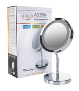 Espejo Adler Ad 2159, 4 Pilas Aaa, Iluminación Led, Diámetro 15 Cm, Cromado