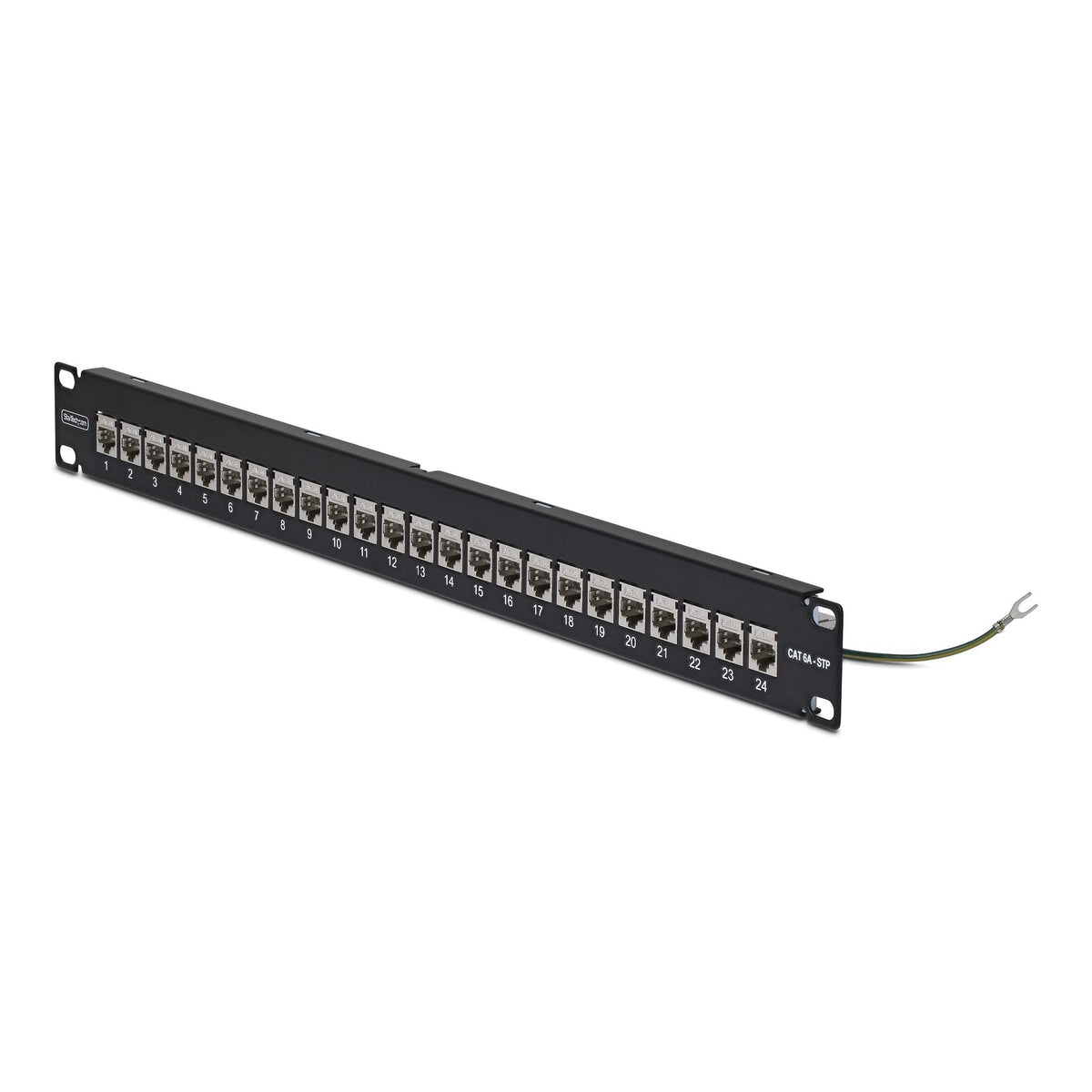 Startech.Com Startech - Durchgangspatchpanel - Con Gestión De Cables-Barra, Inline-Acoplamientos - Rack Montable - Cat 6a - Stp - Rj-45 X 24 - Negro & Plateado - 1u - 48.3 Cm (19")