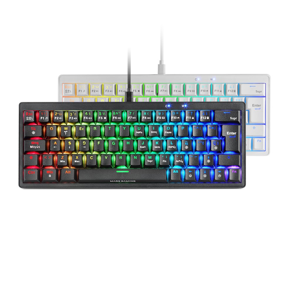 Teclado Gamer Mecánico (Brown Switch) Mars Gaming Mkminipro (Blanco)