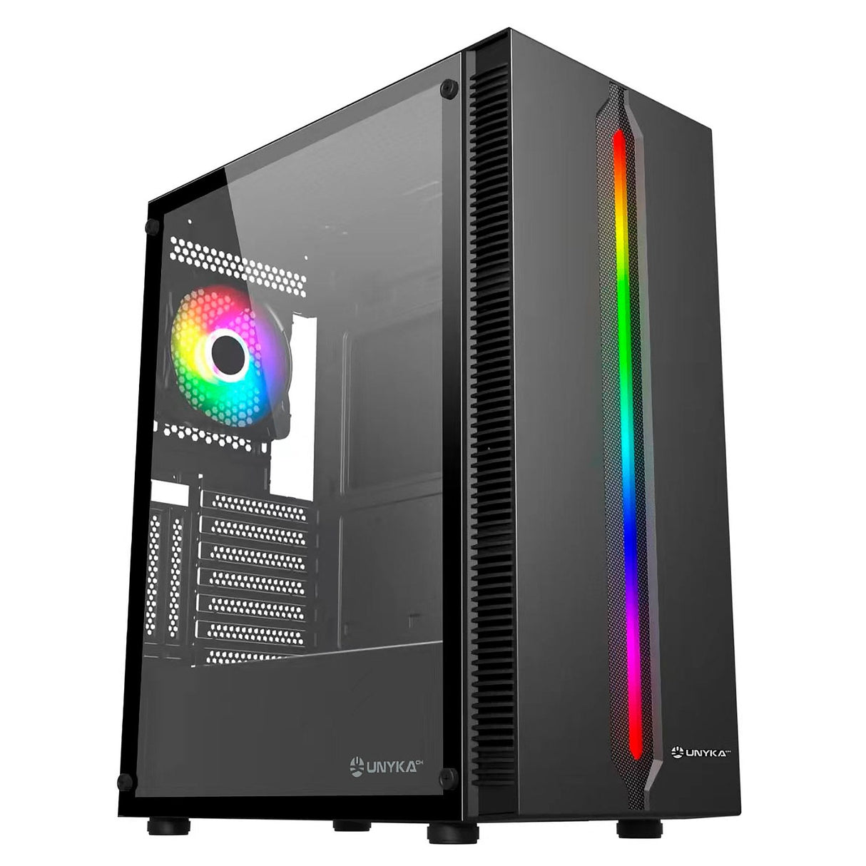 Unykach Armor Lumina Black Caja Atx, Micro Atx, Mini Itx - Lateral De Vidrio Templado - Iluminacion Argb - 3.5" Y 2.5"