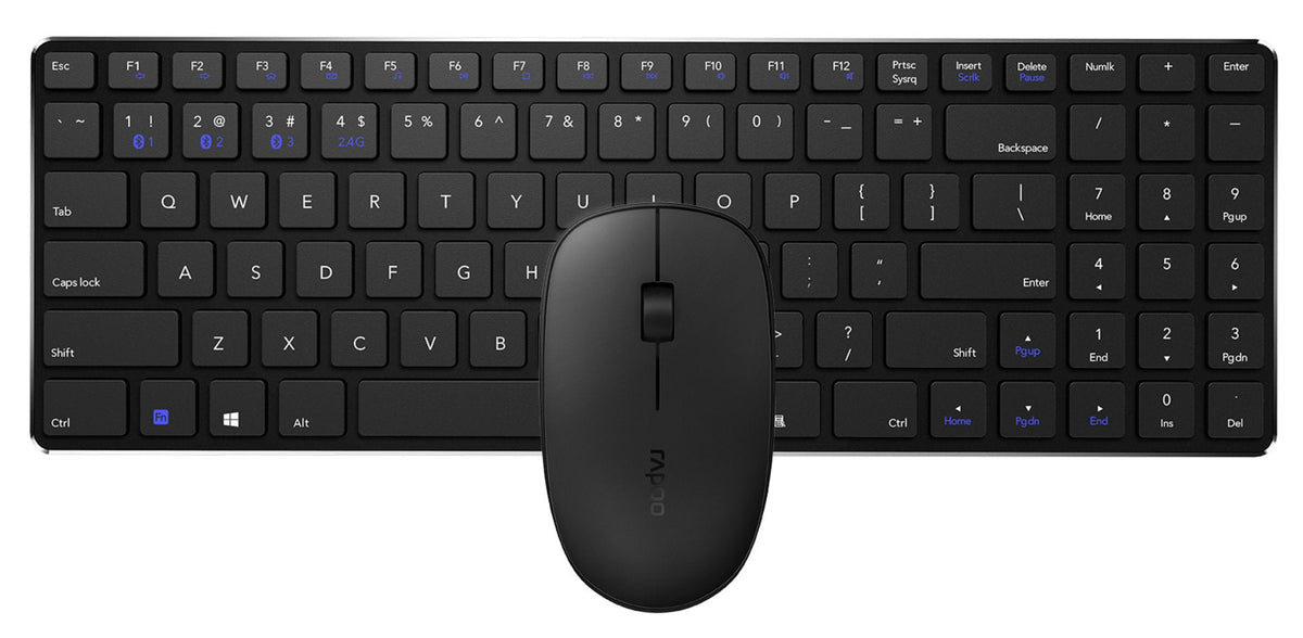 Teclado Rapoo Wireless Y Bluetooth E9300m Portugues 2.4ghz Bt 3.0 4.0 DiseãO Ultrafino Negro