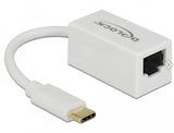 Delock Adaptador Superspeed Usb (Usb 3.1 Gen 1) Con Usb Type-C Macho  Gigabit Lan 10/100/1000 Mbps Rj45 Blanco