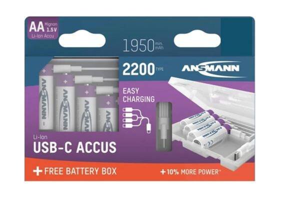 Ansmann 1312-0044, Wiederaufladbarer Batería, Aa, Lithium-Ion (Li-Ion), 1,5 V, 4 Unidades, 2200 Mah
