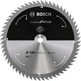 Hoja De Sierra Circular Bosch Professional Standard Para Madera, Ø 190 Mm, Diámetro 60z De 30 Mm, Para Sierras Circulares Portátiles A Batería