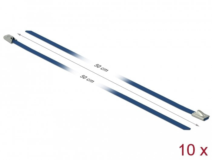Delock Bridas De Acero Inoxidable L 500 X B 4,6 Mm Azul 10 Piezas