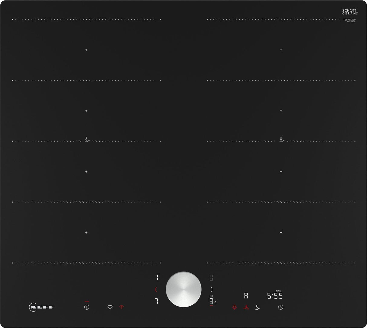 Neff T66ptx4l0 N 90, Placa Autosuficiente Negro/Acero Inoxidable, 60 Cm T66ptx4l0