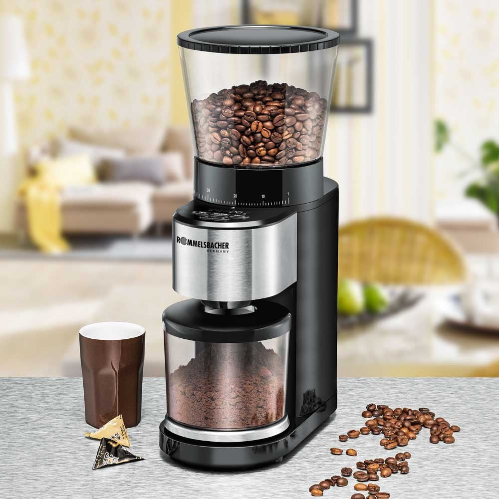 Molinillo De Café Rommelsbacher Ekm 500 (Negro/Acero Inoxidable, 160 W, Balanza De Precisión Integrada) Ekm 500