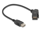 Delock Keystone Modul Usb 2.0 Typ-A Einbaubuchse 45° Gewinkelt Zu Typ-A Buchse Mit 30 Cm Cable Schwarz