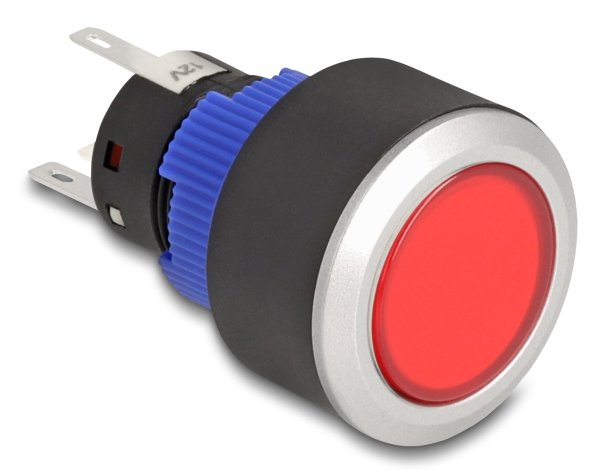 Drucktaster Zum Einbau 22 Mm 5 X Lötanschluss Taster Flach Plastik Led Rot