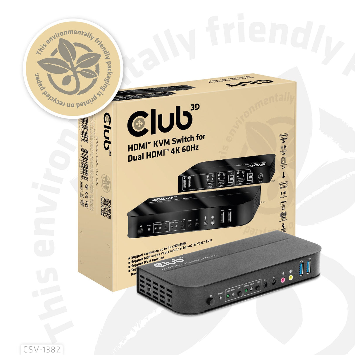 EAN 8719214472245 - CLUB3D CSV-1382 interruptor KVM Negro imagen 14
