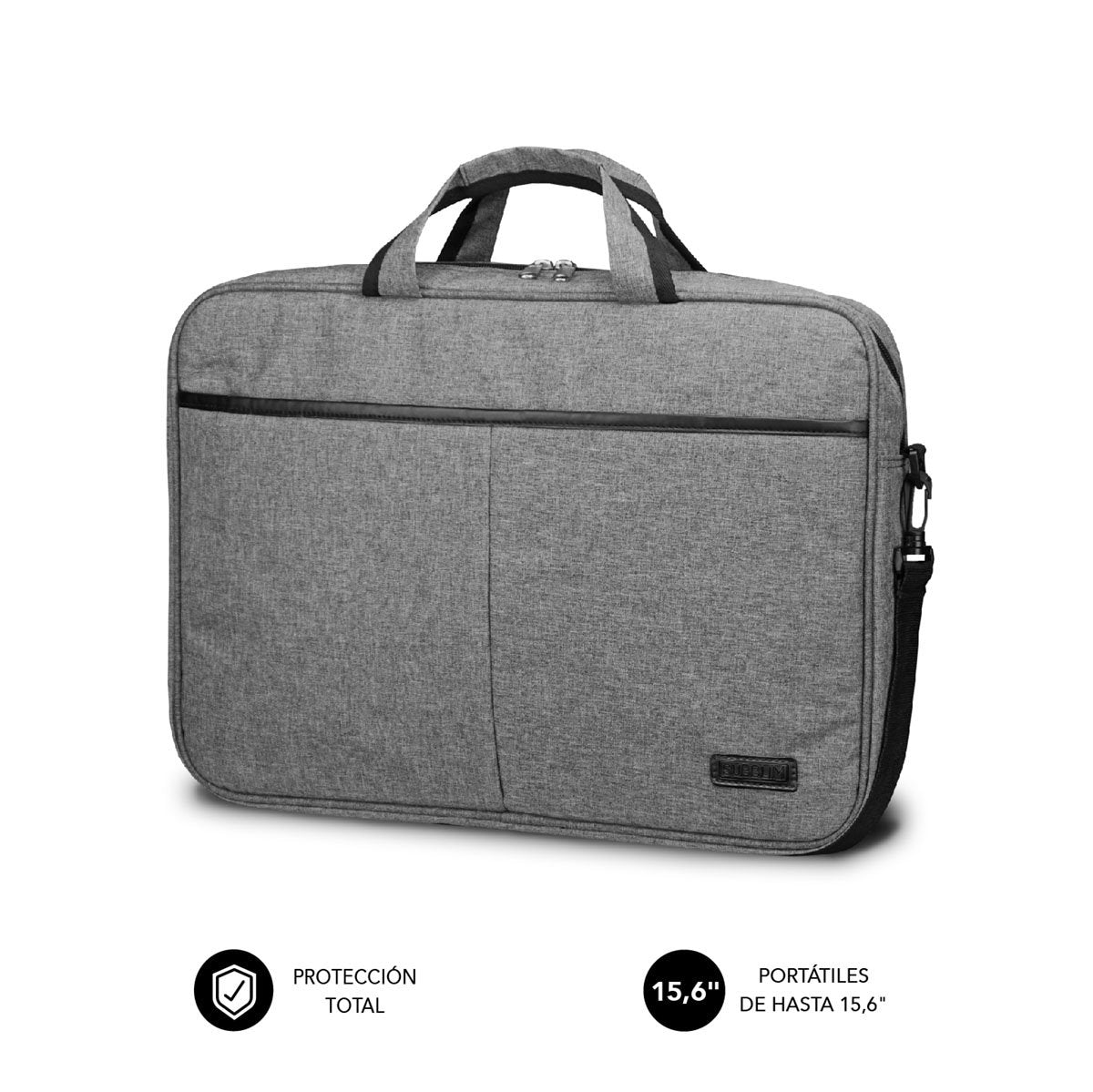 Maletin Elite Grey 15.6'' Subblim Hasta 15.6''/ Doble Cremallera / Bolsillo Exterior