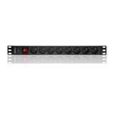 Qoltec Listwa Zasilajaca Antyprzepieciowa Cb Do Szafy Rack 19"  1u  16a  Pdu  8xfrench 2m
