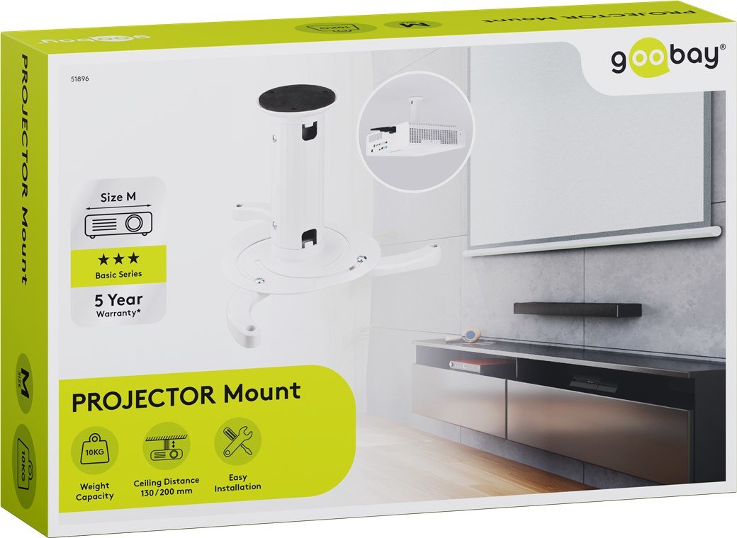 Soporte Proyector Techo Goobay M Max Load 10kg Apertura 130~200mm Giro 360º Incl15º