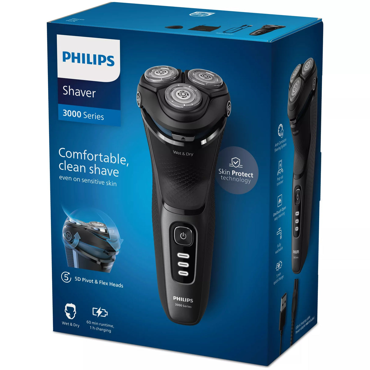 EAN 8720689018609 - Philips 3000 series S3244/12 afeitadora Máquina de afeitar de rotación Recortadora Negro imagen 3