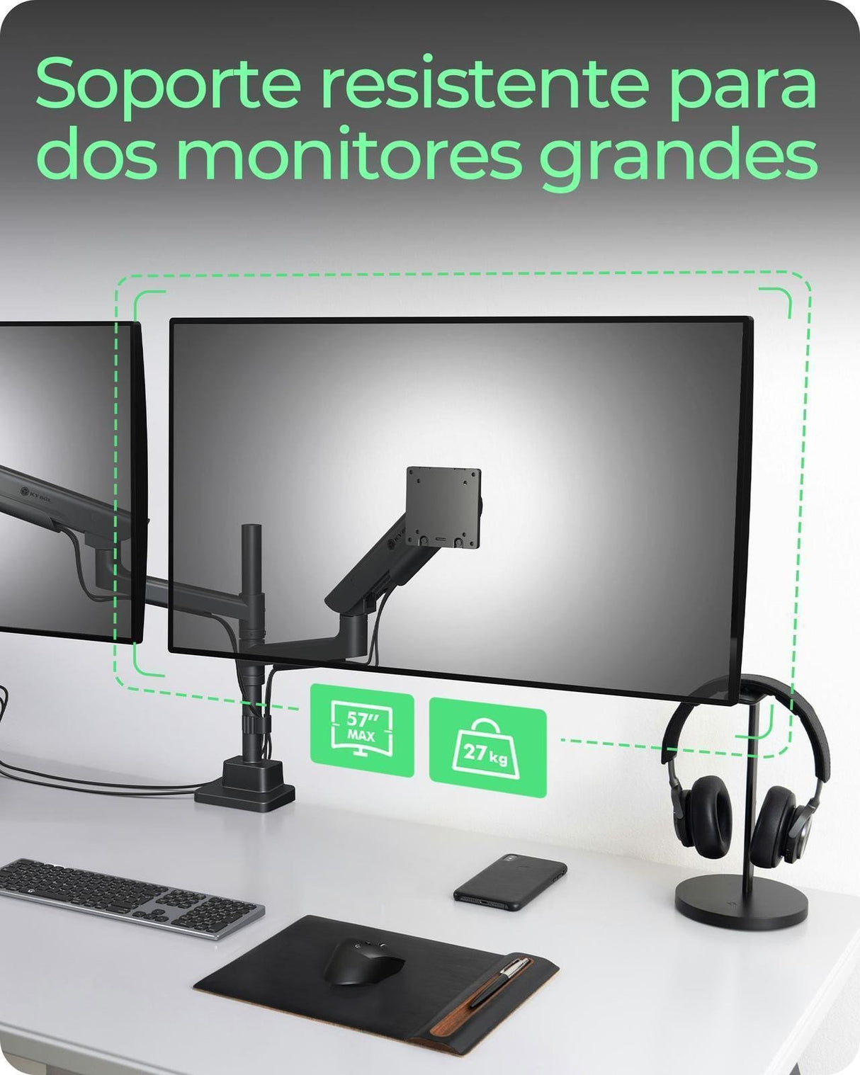 EAN 4250078175308 - ICY BOX IB-MS702-T soporte para monitor 144,8 cm (57") Escritorio Negro imagen 2