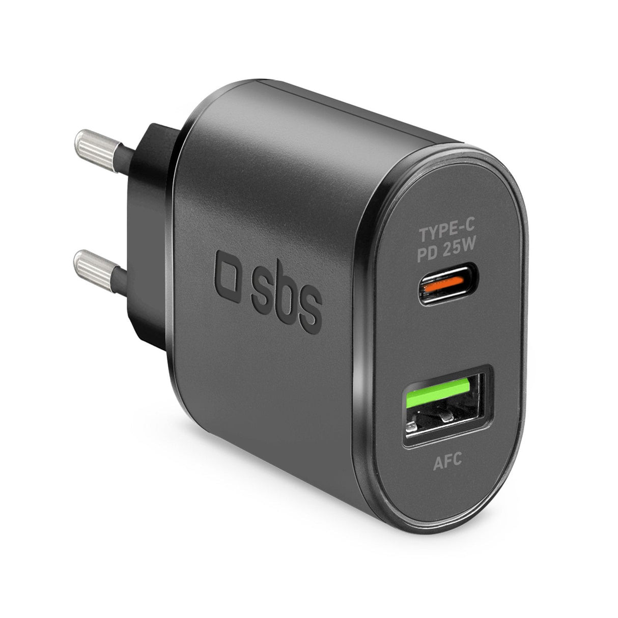 Cargador De Pared Sbs 1x Usb Type C Pd 25 W + 1x Usb Afc