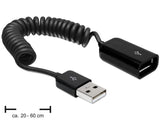 Delock Cable Usb 2.0-A Macho / Hembra Spiral 0.20m-0.60m Negro