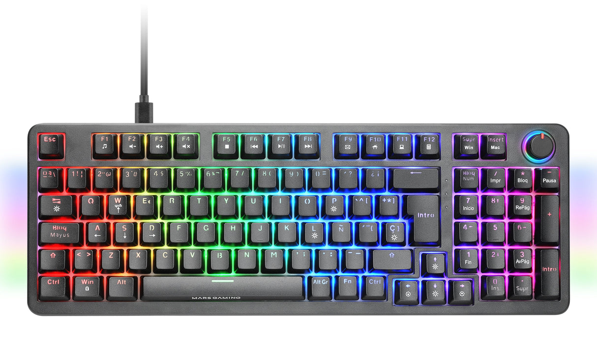 Teclado Mecanico Mkpro Switch Linear Silent Rgb Negro Mars Gaming Iluminación Rgb / Teclado Completo / Switches Mecánicos Intercambiables En Caliente