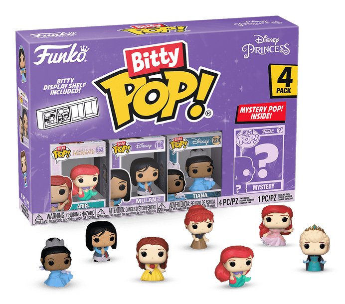 Blister 4 Figuras Bitty Pop Disney Princesas Ariel