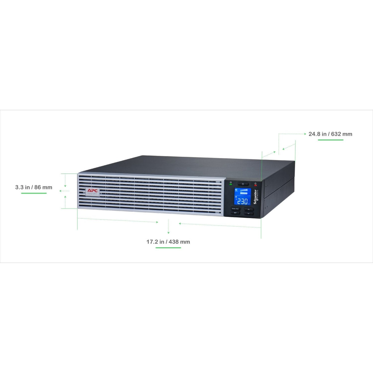 Apc Easy Ups On-Line Ups Rack Ac 230v 2700watt 3000va 1 X Battery Li-Ion Rs-232 Usb Oc 7 2u 19 Bk With Silver
