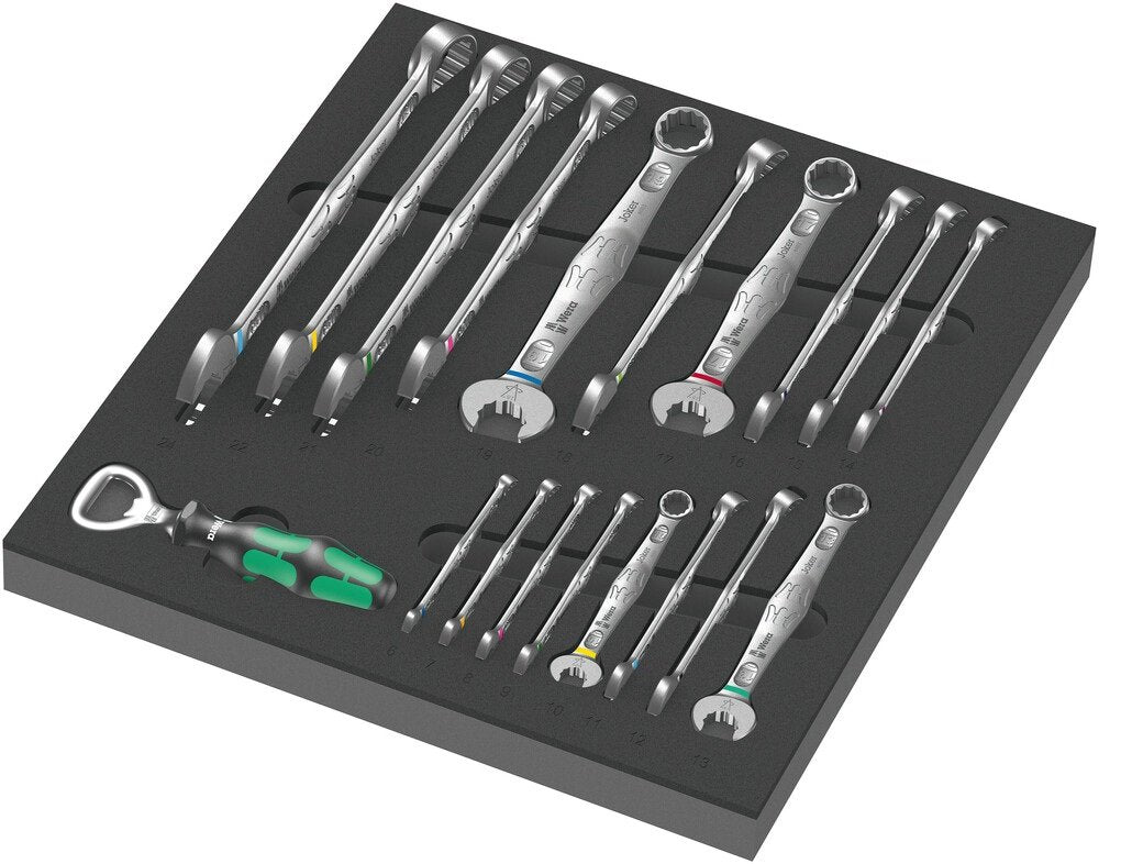 Wera 9731 Inserto De Espuma 6003 Joker Set 1, 19 Piezas, Juego De Herramientas Negro/Gris, Juego Combinado De Llaves De Trinquete, En Inserto De Espuma Para Carro De Taller 5150121001