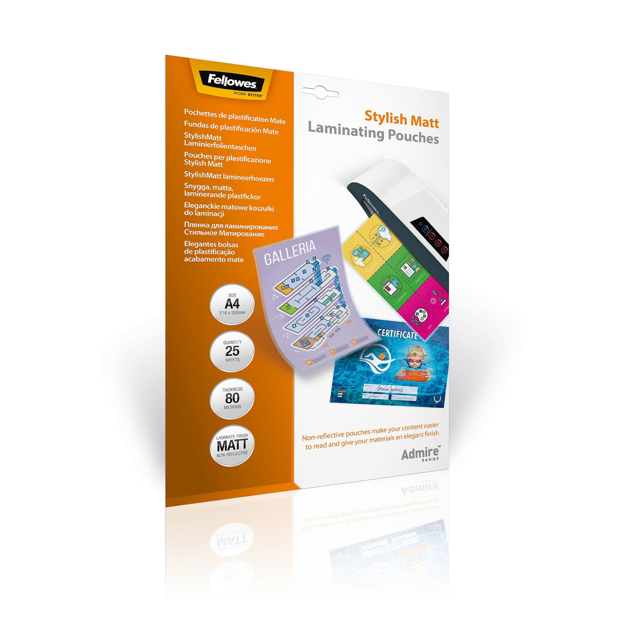 Fellowes 5602101 Plastificador 25 Pieza(S) A4 80mikron Mylish 25er