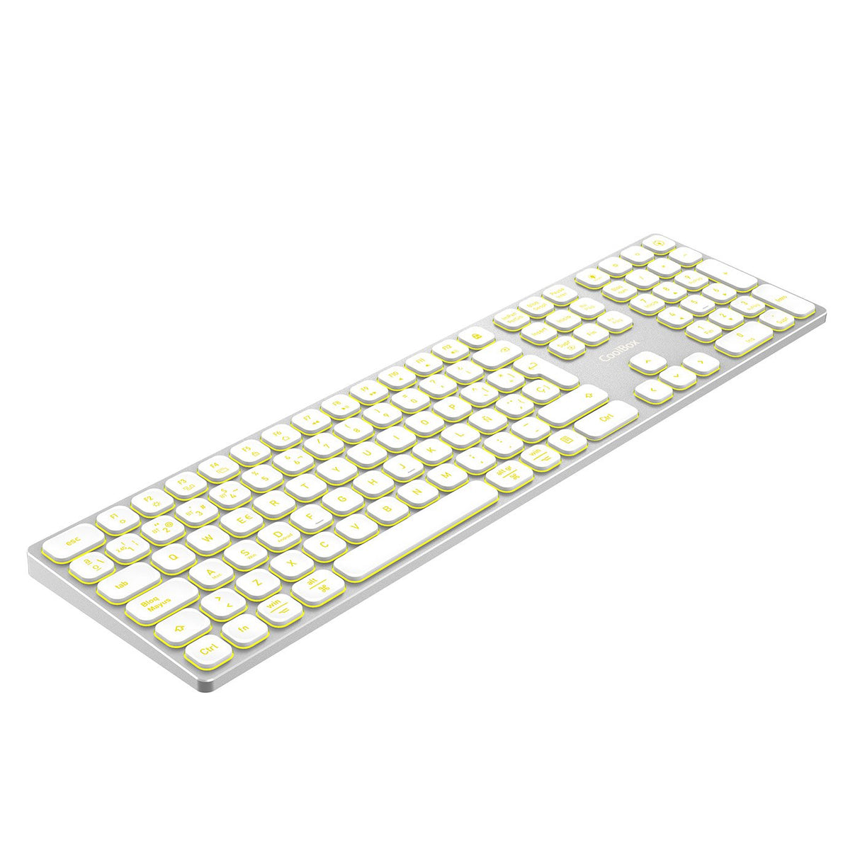 Coolbox Teclado Inalambrico Retroiluminado Moonlight Key B431 Usb-C+Bt5.1+Rf2.4g Blanco Aluminio