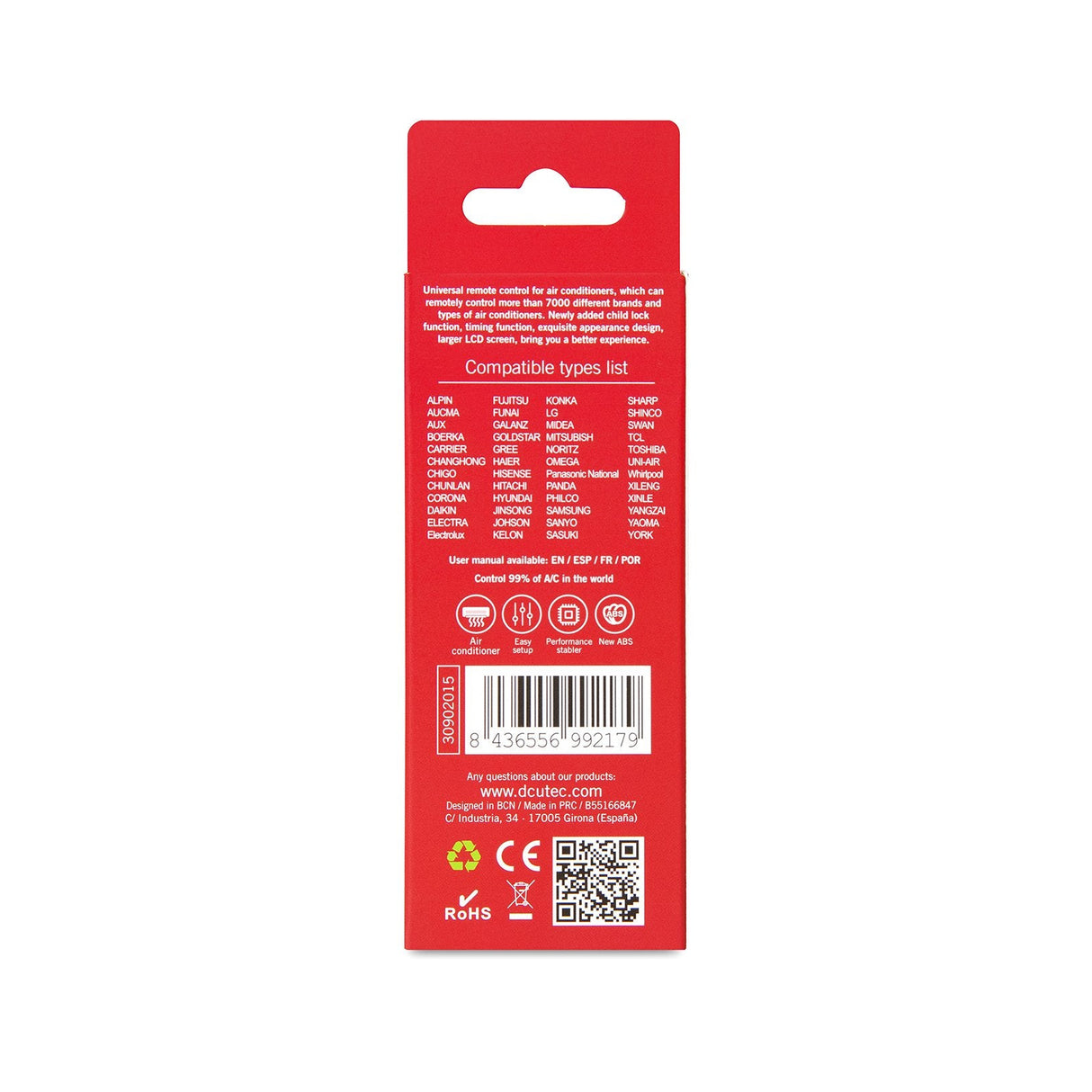 Dcu Tecnologic Mando A Distancia Universal Para Aire Acondicionado 7000 En 1 Nuevo - Color Blanco