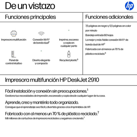 EAN 0198828789549 - HP DeskJet 2910 Inyección de tinta térmica A4 4800 x 1200 DPI 7,5 ppm Wifi imagen 3