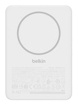 Cargador Inalámbrico Belkin  Delgado 5000 Mah 15 Vatios Fast Charge 2 Conectores De Salida (Magnética Usb-C) En El Cable: Usb-C Blanco
