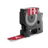 Dymo Rhino Cinta De Etiquetas Industrial Adhesiva Id1-19, Blanco Sobre Rojo De 19mmx5´5m, Vinilo