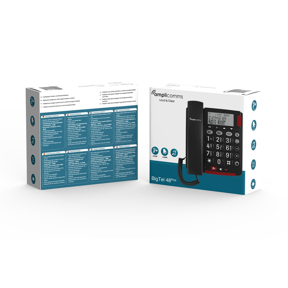 EAN 3700601423891 - amplicomms Bigtel 48 Plus Teléfono analógico Identificador de llamadas Gris Oscuro imagen 4
