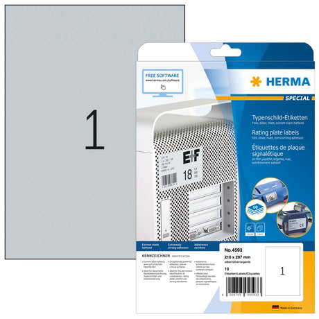 EAN 4008705045933 - HERMA 4593 etiqueta autoadhesiva Rectángulo Plata 10 pieza(s) imagen 1